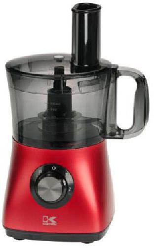 Kalorik HA 33143 R Red 8-cup Food Processor with 7 attachments; 8-cup bowl capacity; Two speed rotary setting; 7 attachments including stainless steel grater, slicer, chopper and shredder discs; emulsifier/egg beater, dough maker, and citrus juicer; Removoable stainless steel blades for easy cleaning; All detachable parts are dishwasher-safe; double safety protection; Powerful 500W motor for the toughest ingredients; UPC 877340002502 (HA33143R HA 33143 R)